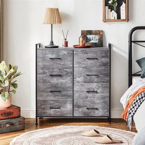 img 2 attached to Large 8-Drawer Dresser Nightstand with Wooden Top - Rustic Storage Chest for Living Room, Bedroom, Hallway, Nursery, Kids - Organizer Tower Closet Furniture