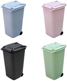 img 1 attached to 🗑️ Small Trash Can Set with Lid - Mini Curbside Garbage Bin & Pen Holder for Office, Kitchen Countertop - Desk Organizer, Recycling Containers - 4 Piece Set