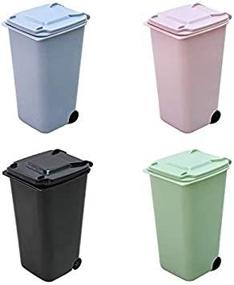 img 2 attached to 🗑️ Small Trash Can Set with Lid - Mini Curbside Garbage Bin & Pen Holder for Office, Kitchen Countertop - Desk Organizer, Recycling Containers - 4 Piece Set