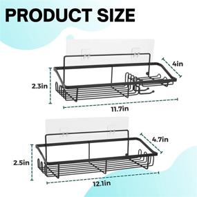 img 2 attached to 🛁 2-Pack Black Shower Caddy Organizer: Adhesive Shampoo Holder & Shower Shelves for Effortless Organization