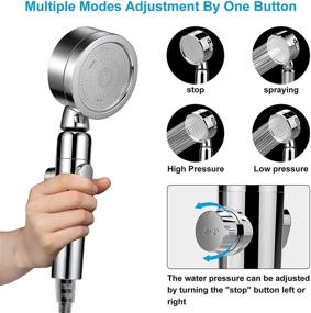 img 2 attached to 💦 Ultimate High Pressure Shower Head: 3 Modes, Handheld ON/OFF Switch, Adjustable Water Pressure, Hose, and Filters