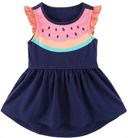 img 4 attached to 👚 Cute Cartoon Prints Little Girls Dress - Summer Casual Dress from Mud Kingdom