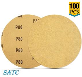 img 1 attached to 🛠️ S SATC 100 PCS PSA Sanding Discs 6 Inch Adhesive Backed Sandpaper 80 Grit Sander Attachment for Drill - Premium Self Stick Aluminum Oxide Round Automotive Sandpaper with Sticky Back