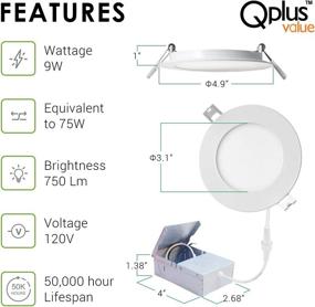 img 2 attached to QPLUS 4 Inch Ultra Thin Canless Downlights: LED Recessed Ceiling Light 32 Pack - 9W, 750 Lumens, 5000K Day Light