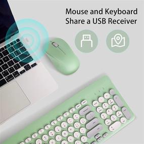 img 3 attached to 🔌 Wireless Keyboard and Mouse Combo: 2.4G USB Ergonomic Full-Sized Mute Keyboard in Sweet Green - Perfect for Computer, Laptop, PC Desktops, Mac