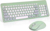 🔌 wireless keyboard and mouse combo: 2.4g usb ergonomic full-sized mute keyboard in sweet green - perfect for computer, laptop, pc desktops, mac logo