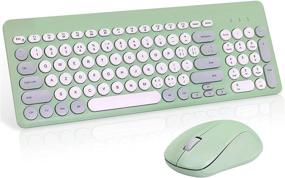 img 4 attached to 🔌 Wireless Keyboard and Mouse Combo: 2.4G USB Ergonomic Full-Sized Mute Keyboard in Sweet Green - Perfect for Computer, Laptop, PC Desktops, Mac