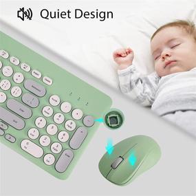 img 2 attached to 🔌 Wireless Keyboard and Mouse Combo: 2.4G USB Ergonomic Full-Sized Mute Keyboard in Sweet Green - Perfect for Computer, Laptop, PC Desktops, Mac