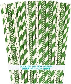 img 4 attached to Paper Drinking Straws Green White