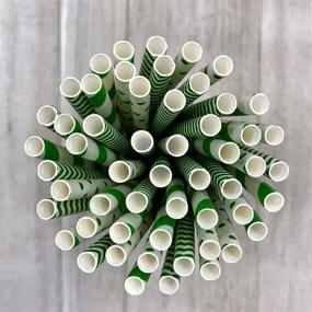 img 1 attached to Paper Drinking Straws Green White