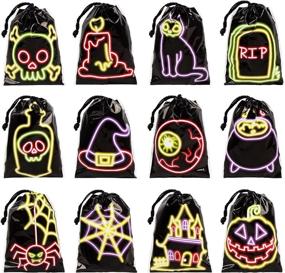 img 4 attached to 🎃 Shiny and Spooky: STEFORD Halloween Drawstring Plastic Bag for Trick-or-Treating