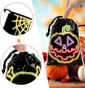 img 2 attached to 🎃 Shiny and Spooky: STEFORD Halloween Drawstring Plastic Bag for Trick-or-Treating