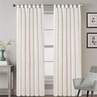 🏠 set of 2 natural linen blended tab top curtains - light reducing bedroom drape panels for living room home decor - soft rich material - 52 x 84-inch size - natural pattern logo