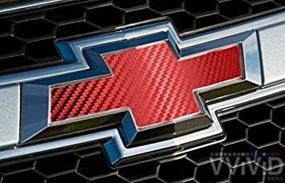 img 4 attached to Enhance Your Chevy's Look with VVIVID Red Carbon Fibre Auto Emblem Vinyl Wrap!