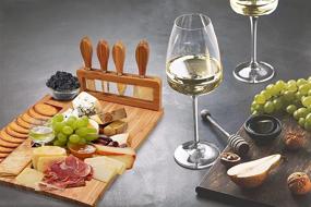 img 2 attached to 🧀 ROYAL HOUSE Bamboo Cheese Board and Knife Set: Elegant Serving Tray for Crackers, Meat, and Wine- Wood Charcuterie Platter with Slide-Out Cutlery Drawer. Ideal Wedding and Housewarming Gift!