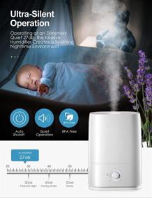 img 1 attached to 🌬️ Long-lasting Cool Mist Humidifier for Bedroom and Baby, 50 Hrs Run Time, 5L/1.3 Gal Tank, Auto Shut-off