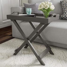 img 4 attached to 🏢 Modern Gray Folding Side Table for a Lavish Home Décor