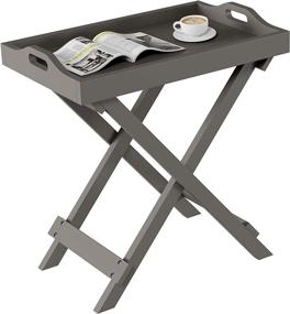 img 3 attached to 🏢 Modern Gray Folding Side Table for a Lavish Home Décor