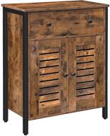 🏡 hoobro rustic brown kitchen sideboard floor storage cabinet with drawers and adjustable shelves, double louver doors, bathroom cabinet for living room, hallway, and kitchen - model bf25cw01 logo