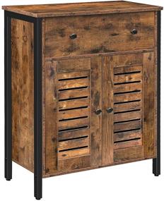 img 4 attached to 🏡 HOOBRO Rustic Brown Kitchen Sideboard Floor Storage Cabinet with Drawers and Adjustable Shelves, Double Louver Doors, Bathroom Cabinet for Living Room, Hallway, and Kitchen - Model BF25CW01