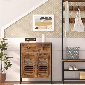 img 3 attached to 🏡 HOOBRO Rustic Brown Kitchen Sideboard Floor Storage Cabinet with Drawers and Adjustable Shelves, Double Louver Doors, Bathroom Cabinet for Living Room, Hallway, and Kitchen - Model BF25CW01