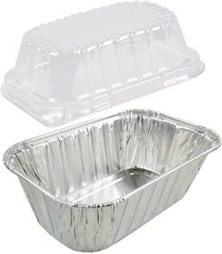 img 2 attached to 🍞 PACTOGO 1 Pound Disposable Aluminum Foil Mini Loaf Pans with Clear Dome Lids - Pack of 10 Sets