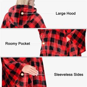 img 2 attached to 🧥 Catalonia Hooded Wearable Blanket Poncho for Adult Women Men: Stay Warm, Cozy, and Stylish with this Fleece Wrap Cape!