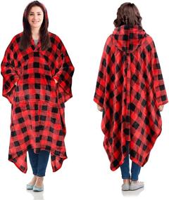 img 4 attached to 🧥 Catalonia Hooded Wearable Blanket Poncho for Adult Women Men: Stay Warm, Cozy, and Stylish with this Fleece Wrap Cape!