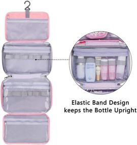 img 3 attached to 🎀 Pink Waterproof Travel Toiletry Bag: Organize Women's Cosmetic Makeup, Shampoo & Toiletries - Hanging Bathroom Shower Organizer Kit with Full Sized Container (M)