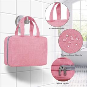 img 2 attached to 🎀 Pink Waterproof Travel Toiletry Bag: Organize Women's Cosmetic Makeup, Shampoo & Toiletries - Hanging Bathroom Shower Organizer Kit with Full Sized Container (M)