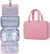 🎀 pink waterproof travel toiletry bag: organize women's cosmetic makeup, shampoo & toiletries - hanging bathroom shower organizer kit with full sized container (m) logo