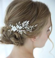 silver pearl wedding hair clip comb - flower crystal bridal hair accessories and headpieces for women's wedding events by sweetv logo