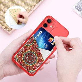 img 2 attached to 🌺 Red Floral Mandala Phone Card Holder - Stick-on PU Leather Wallet Sleeve Pocket for Smartphones with 3M Adhesive - Ideal for ID, Credit Cards, and More