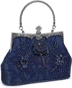 img 4 attached to UBORSE Women's Embroidered Beaded Sequin Evening Clutch: 💃 A Stylish Vintage Bag for Wedding Parties and Special Occasions