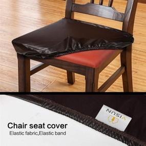 img 1 attached to 🪑 YISUN Dining Chair Covers: Waterproof & Oilproof Slipcover 4 Pack, Coffee - Solid PU Leather, Stretch Dining Chair Protector