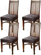 🪑 yisun dining chair covers: waterproof & oilproof slipcover 4 pack, coffee - solid pu leather, stretch dining chair protector logo