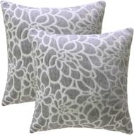 stylish and cozy gray 100% cotton embroidered pillow covers - set of 2, 20x20 inches логотип