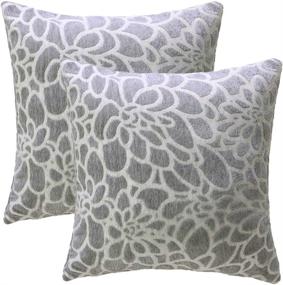 img 4 attached to Stylish and Cozy Gray 100% Cotton Embroidered Pillow Covers - Set of 2, 20x20 inches