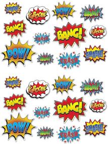 img 4 attached to 🎉 Beistle Hero Action Sign Cut Outs - Set of 24 Comic Decorations for Birthday Party Supplies - Multicolored, 6 inches to 12.5 inches