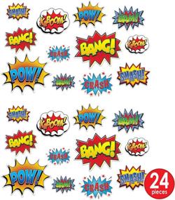 img 3 attached to 🎉 Beistle Hero Action Sign Cut Outs - Set of 24 Comic Decorations for Birthday Party Supplies - Multicolored, 6 inches to 12.5 inches