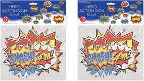 img 1 attached to 🎉 Beistle Hero Action Sign Cut Outs - Set of 24 Comic Decorations for Birthday Party Supplies - Multicolored, 6 inches to 12.5 inches