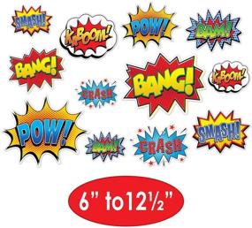 img 2 attached to 🎉 Beistle Hero Action Sign Cut Outs - Set of 24 Comic Decorations for Birthday Party Supplies - Multicolored, 6 inches to 12.5 inches