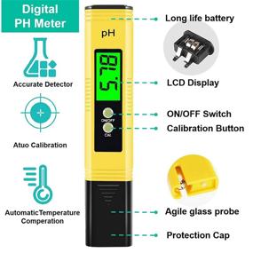 img 3 attached to 🌊 Hofun 4-in-1 Water Quality Tester - Upgraded PH Meter, TDS Meter and Temperature Tester with Backlight, High Precision Digital Water Tester for Household Drinking, Pool, Aquarium and More
