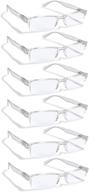 👓 boost eyewear 6-pack reading glasses - clear half rim frames for men and women - comfort spring loaded hinges - 6 pairs (+2.00) logo