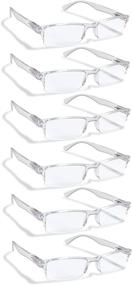 img 4 attached to 👓 BOOST EYEWEAR 6-Pack Reading Glasses - Clear Half Rim Frames for Men and Women - Comfort Spring Loaded Hinges - 6 Pairs (+2.00)