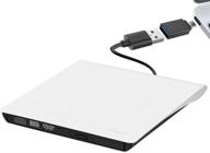 📀 mougerk external dvd drive portable usb 3.0 dvd cd player rw burner with usb c adapter - white logo