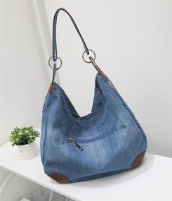 img 1 attached to 👜Женская джинсовая сумка-кошелек: стильная сумка-тот, хобо, плечевая и через плечо.