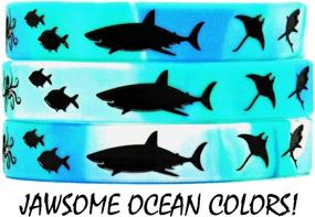 img 3 attached to 🦈 Gypsy Jade's Shark Party Favors: Vibrant Wristbands for Jawsome Shark Themed Parties - Set of 15!