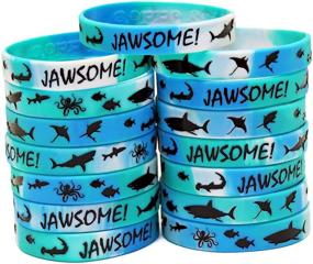 img 4 attached to 🦈 Gypsy Jade's Shark Party Favors: Vibrant Wristbands for Jawsome Shark Themed Parties - Set of 15!