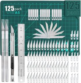 img 4 attached to 🔪 125 PCS Precision Carving Craft Hobby Knife Kit: Carve, Cut, and Create with 110 PCS Carving Blades, 2 Handles, 11PCS SK5 Art Blades, Cutting Board, Steel Rule - Perfect for DIY Art Work, Hobby, Scrapbook